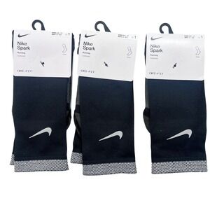 3 Pair Nike Spark Running Cushioned Crew Socks Black Gray Men 8-9.5 Women 9.5-11